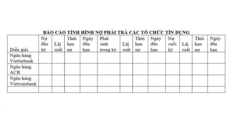 Tổng hợp mẫu báo cáo kế toán quản trị cho doanh nghiệp 10 Mẫu báo cáo tình hình nợ phải trả các tổ chức tín dụng