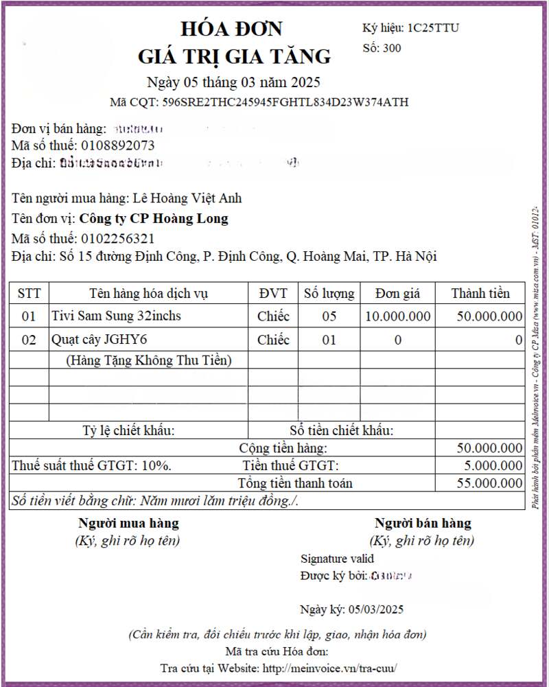 Hướng dẫn cách viết hóa đơn cho hàng biếu tặng