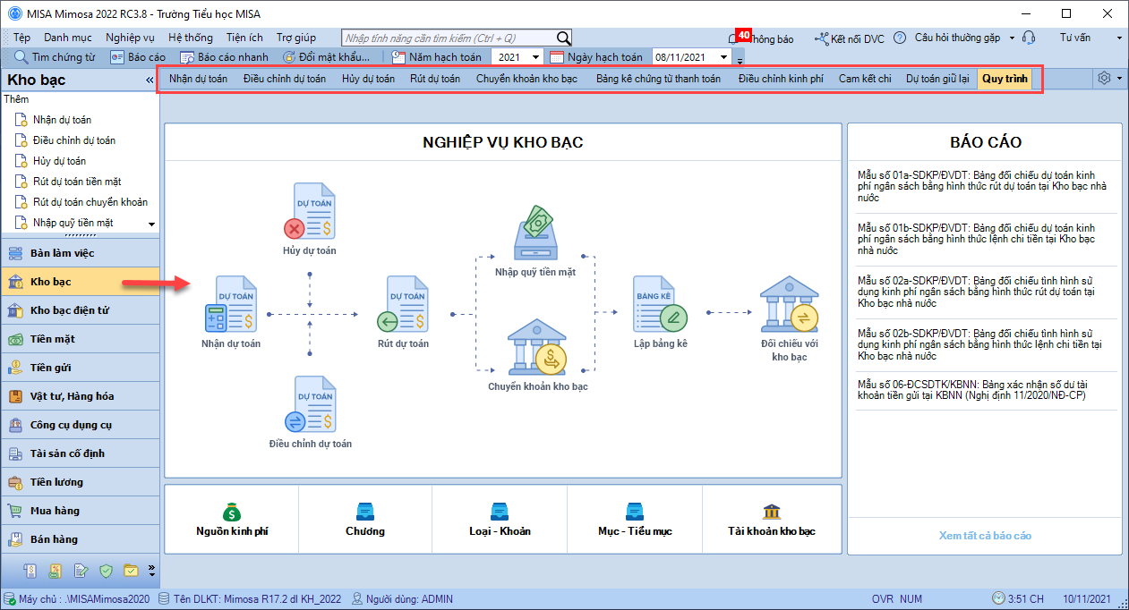 Làm quen giao diện phần mềm misa