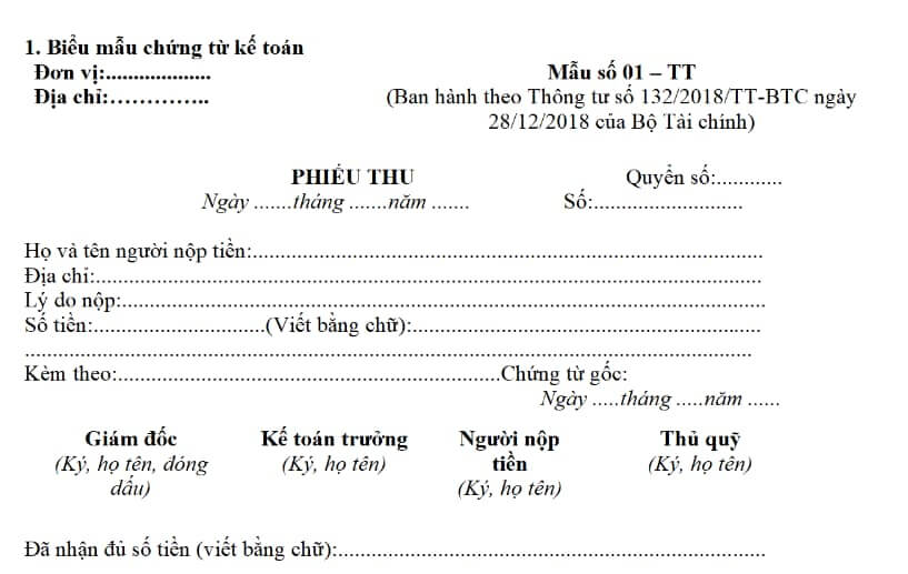 Hướng dẫn lập phiếu thu
