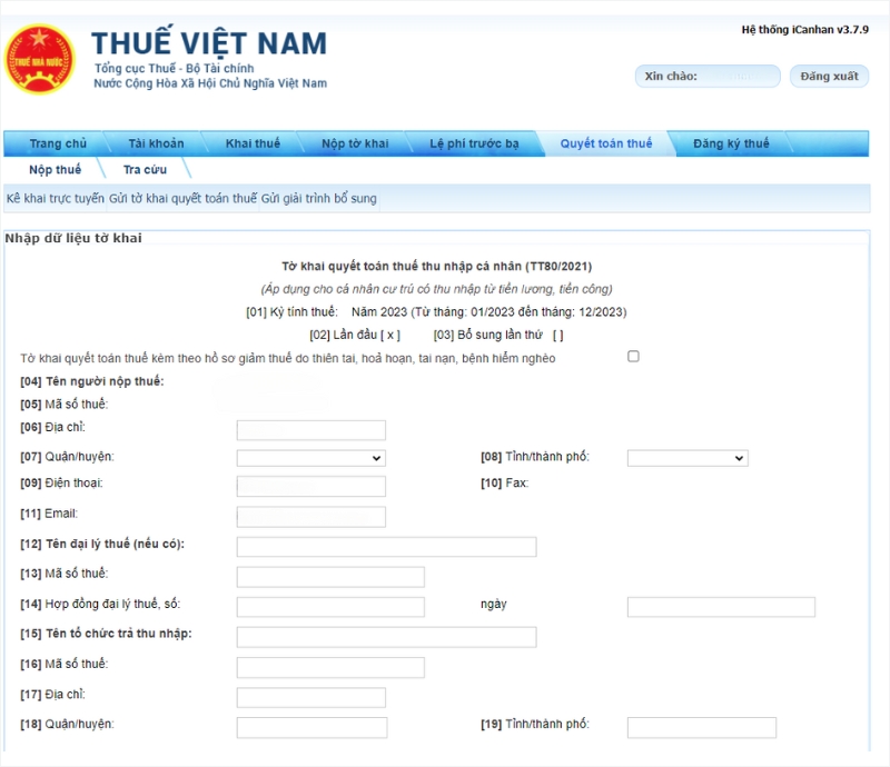Cách làm quyết toán thuế TNCN điện tử