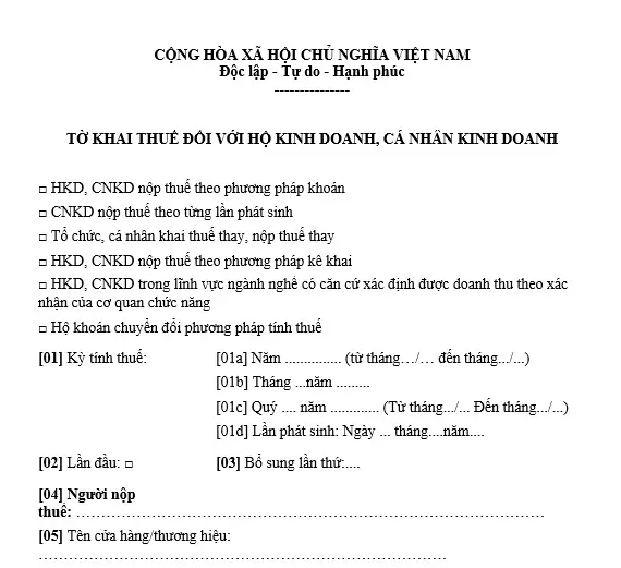 Hồ sơ và thủ tục kê khai thuế cho hộ kinh doanh 2025