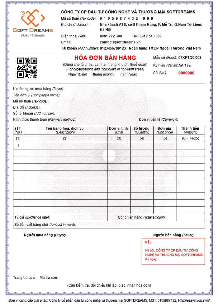 Mẫu hóa đơn điện tử hộ kinh doanh cá thể - Hướng dẫn chi tiết 6 Mẫu hóa đơn điện tử hộ kinh doanh cá thể - Hóa đơn bán hàng