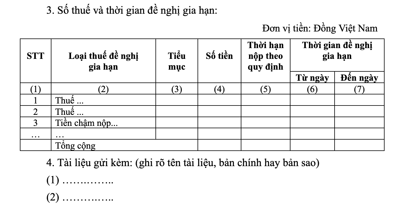Mẫu giấy đề nghị gia hạn nộp thuế GTGT năm 2025