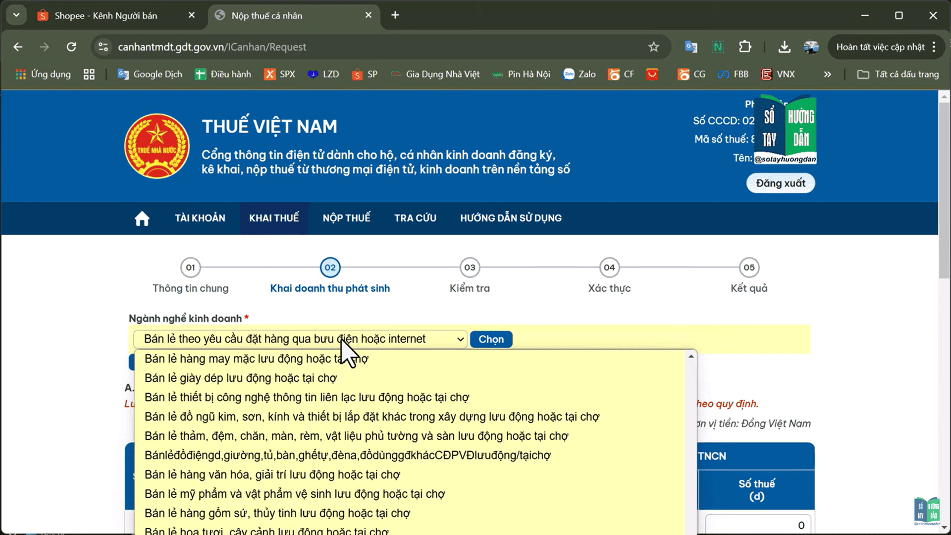 Hướng dẫn cách nộp thuế Shopee