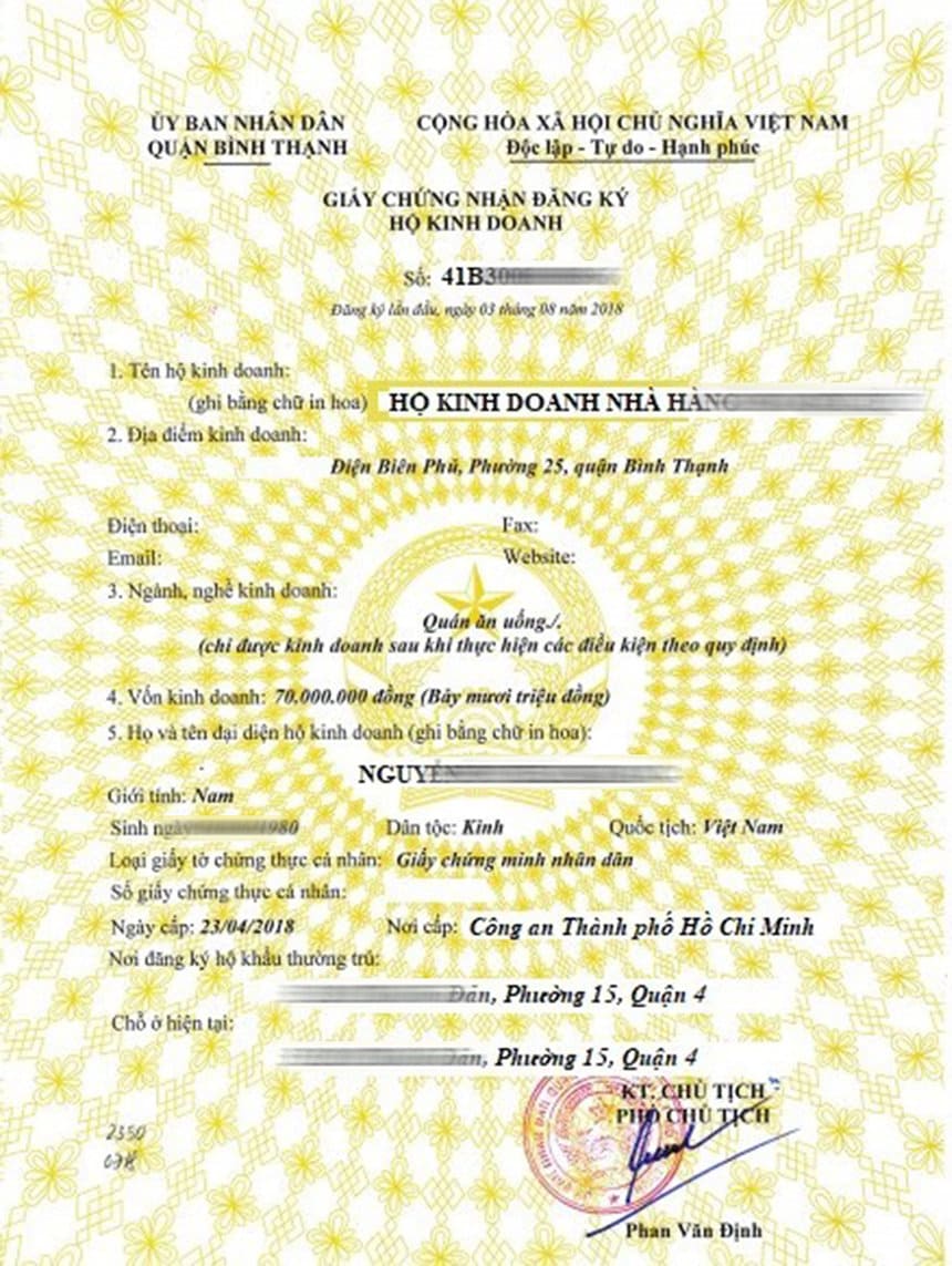 Tra cứu giấy phép kinh doanh hộ cá thể