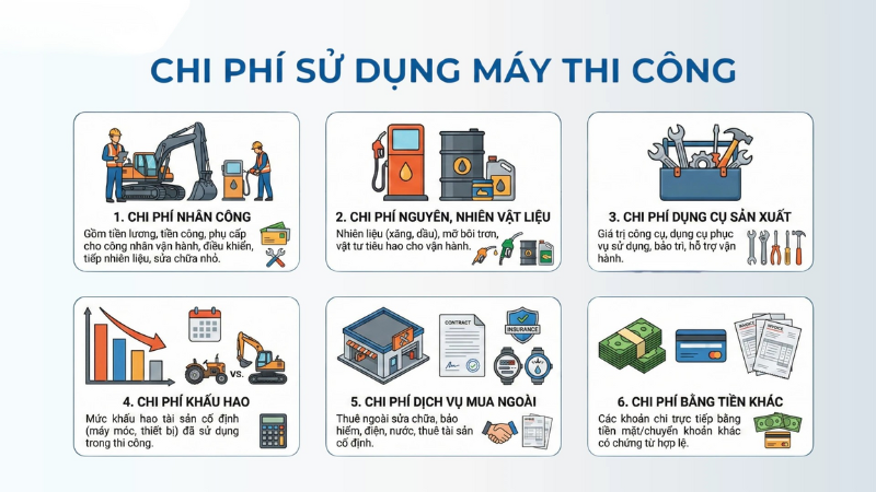 Tài khoản 623 – Chi phí sử dụng máy thi công trong doanh nghiệp xây dựng 4 chi phí sử dụng máy thi công hạch toán vào 623