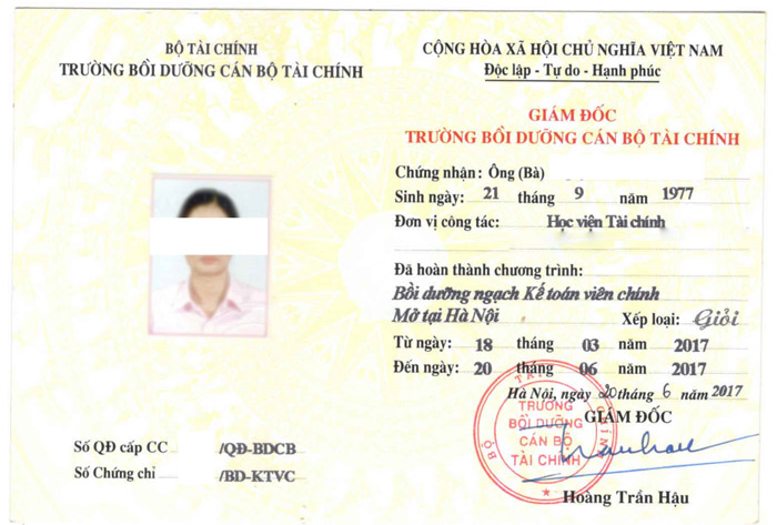 chứng chỉ bồi dưỡng ngạch kế toán viên