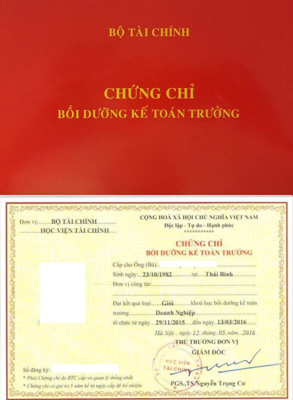 học chứng chỉ kế toán trưởng