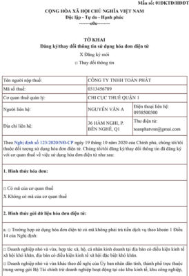 Mẫu số 01/TB-HĐĐT