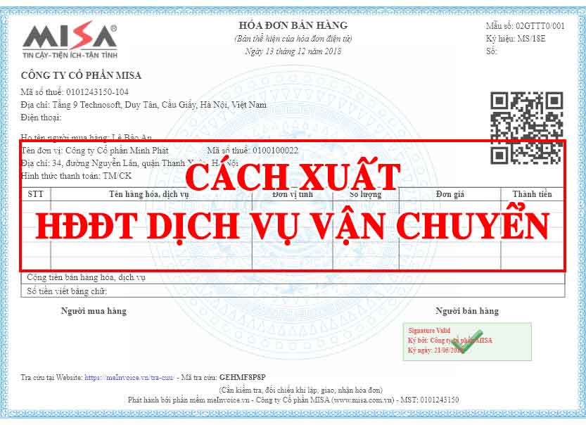 xuất hóa đơn vận tải