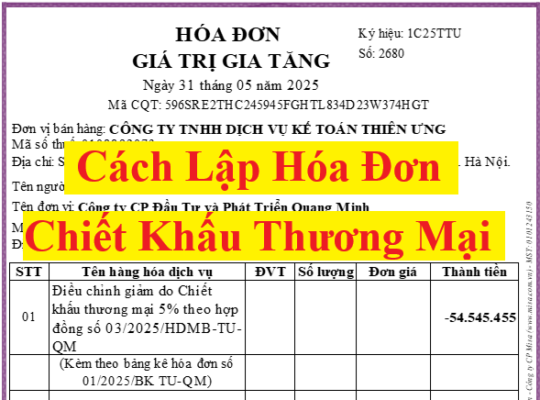 cách lập hóa đơn chiết khấu thương mại