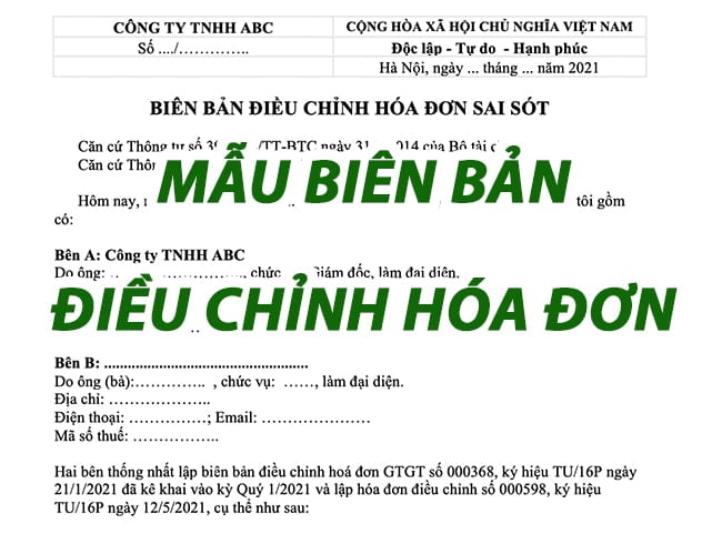 Biên bản điều chỉnh địa chỉ hóa đơn lưu ý pháp lý cho doanh nghiệp 1 biên bản điều chỉnh địa chỉ hóa đơn
